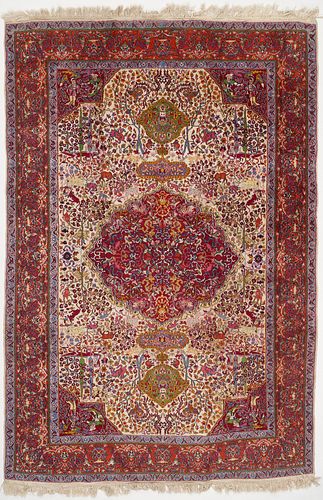 INDIAN JAIPUR PICTORIAL RUG,