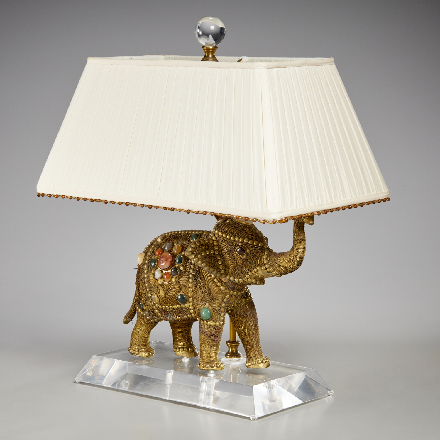 INDIAN JEWELED ELEPHANT LAMP, PETER