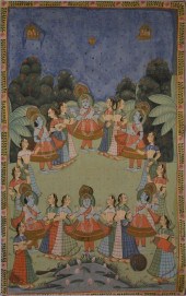 INDIAN KRISHNA AND GOPIS PAINT