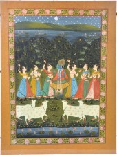 INDIAN KRISHNA AND GOPIS PAINT