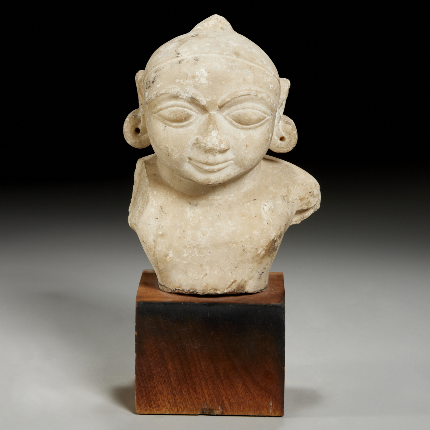 INDIAN MARBLE DEITY BUST, EX