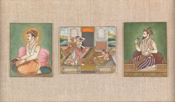 INDIAN MINIATURE TRIPTYCH ON