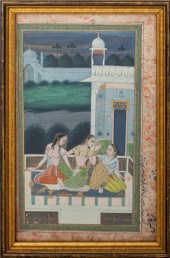 INDIAN MUGHAL 3 BEAUTIES GOUAC