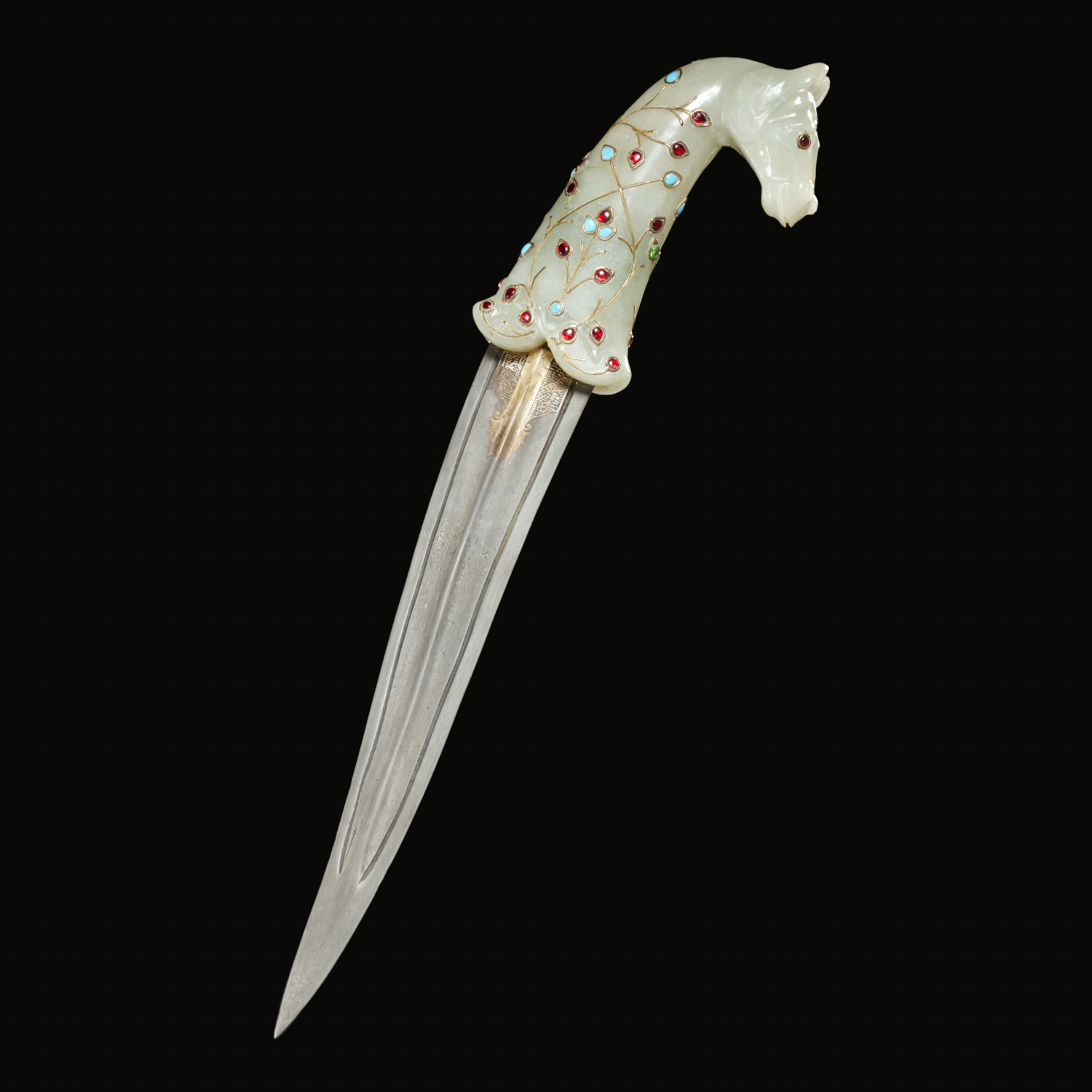 INDIAN MUGHAL-STYLE JADE HILTED