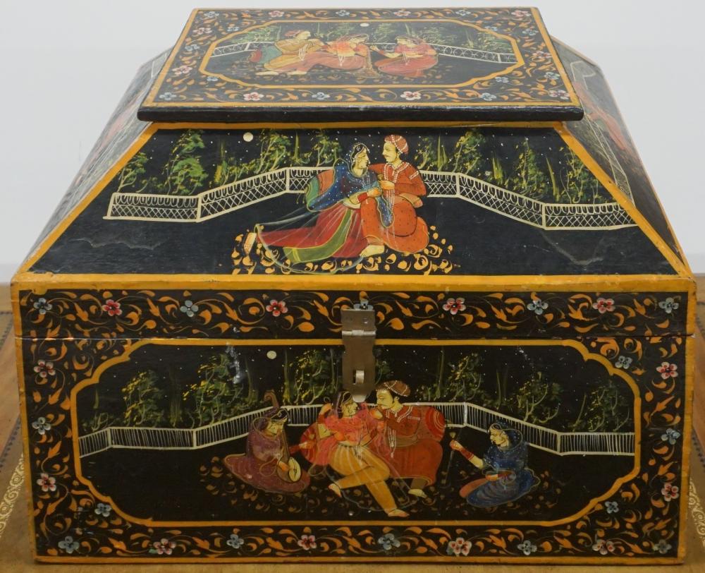 INDIAN MUGHAL STYLE PAINTED WOOD