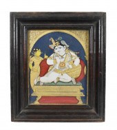 INDIAN PAINTED AND GILT WOOD P