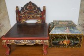 INDIAN PAINTED WOOD DOWRY BOX