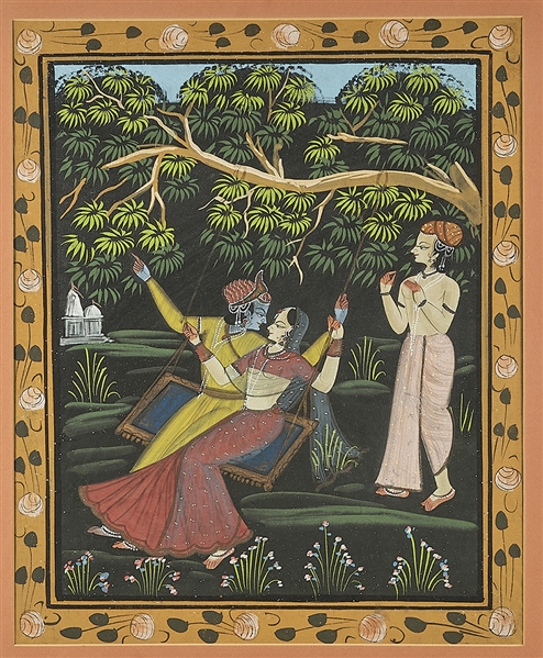 Indian painting on silk depicting