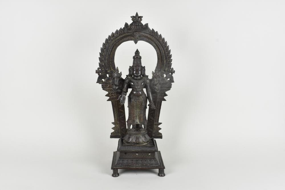 INDIAN PATINATED BRONZE FIGURE OF