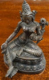INDIAN PATINATED BRONZE FIGURE