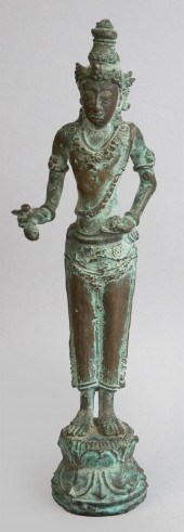 INDIAN PATINATED BRONZE STANDI