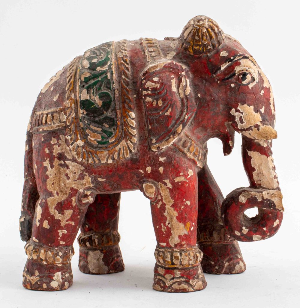 INDIAN POLYCHROME HAND-CARVED