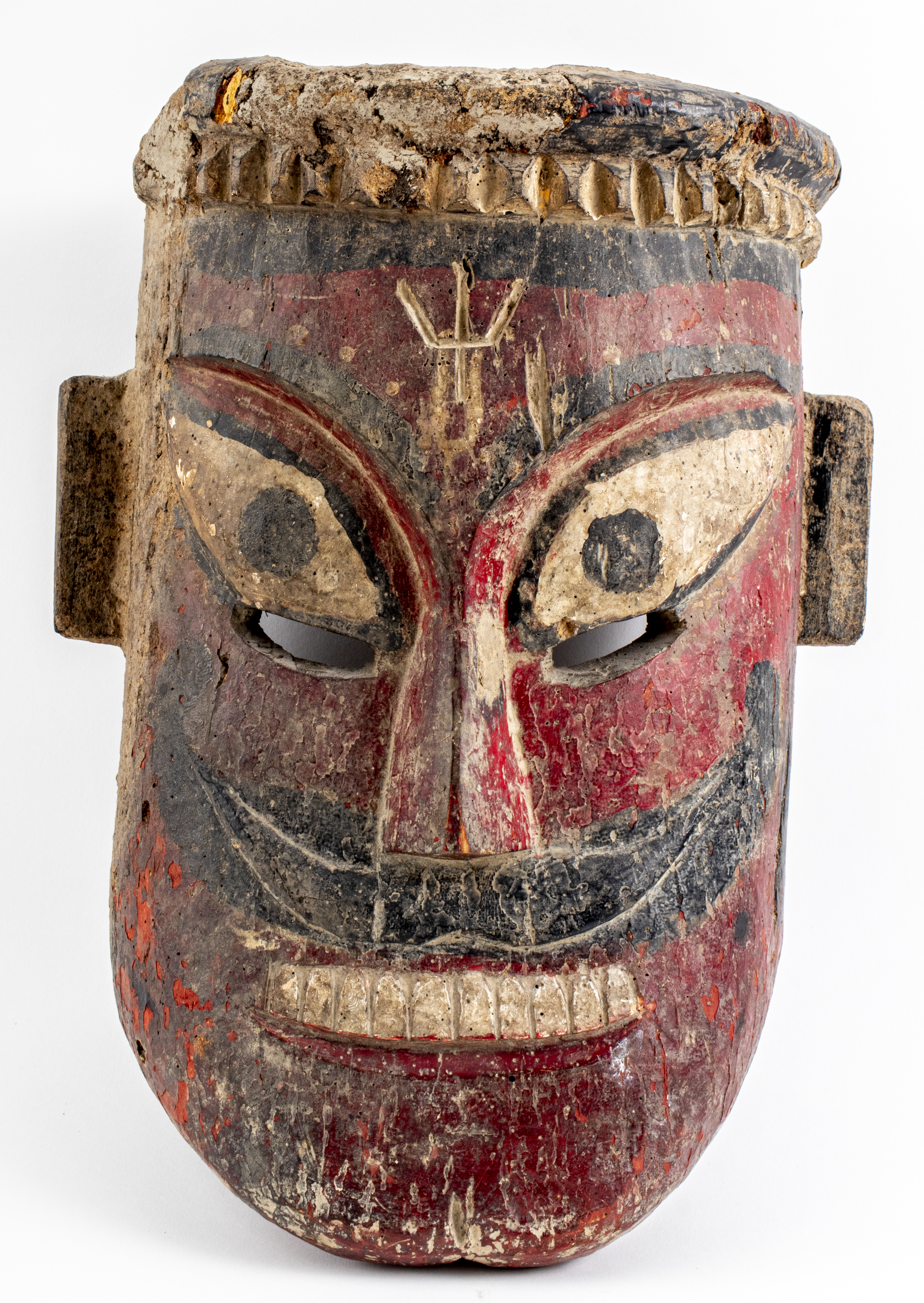 INDIAN POLYCHROME PAINTED WOODEN