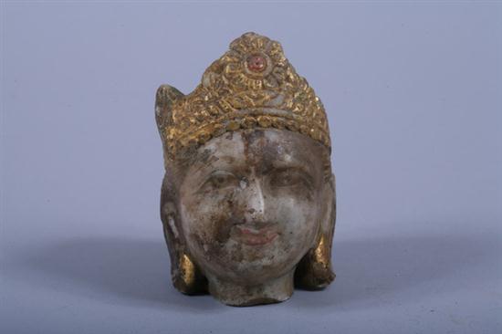 INDIAN POLYCHROME WHITE MARBLE HEAD
