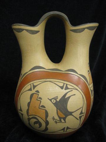 Indian Pottery Wedding Jug by