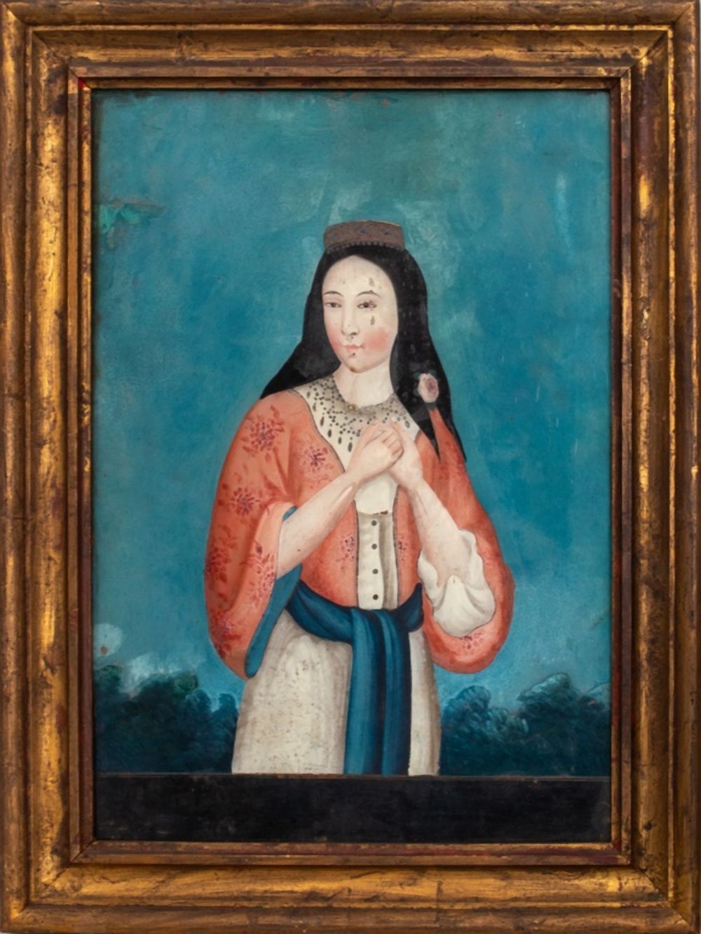 INDIAN REVERSE PAINTING ON GLASS OF