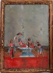 INDIAN REVERSE PAINTING ON GLA