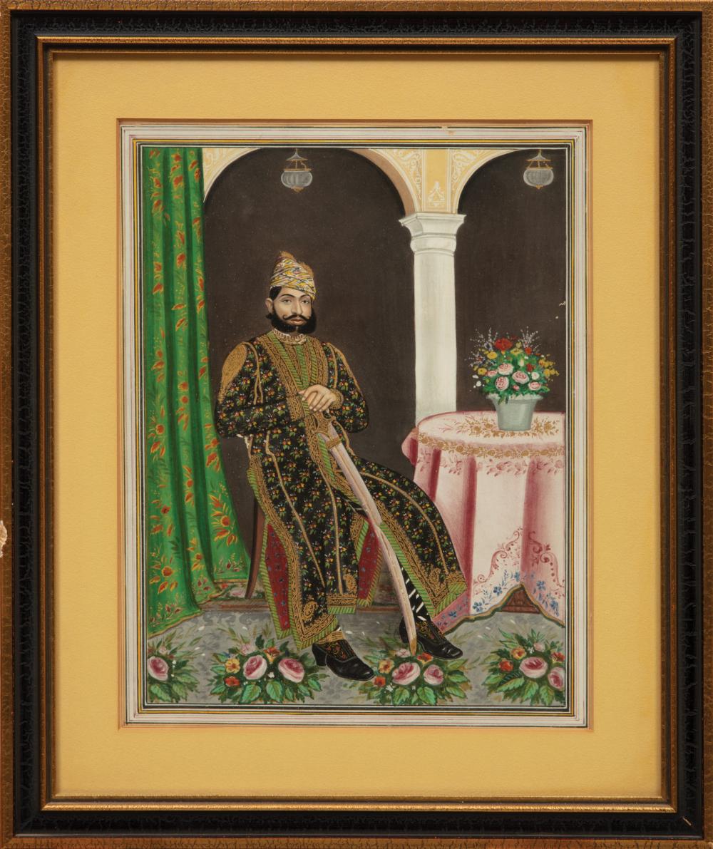 INDIAN SCHOOL MUGHAL MINIATURE OF A