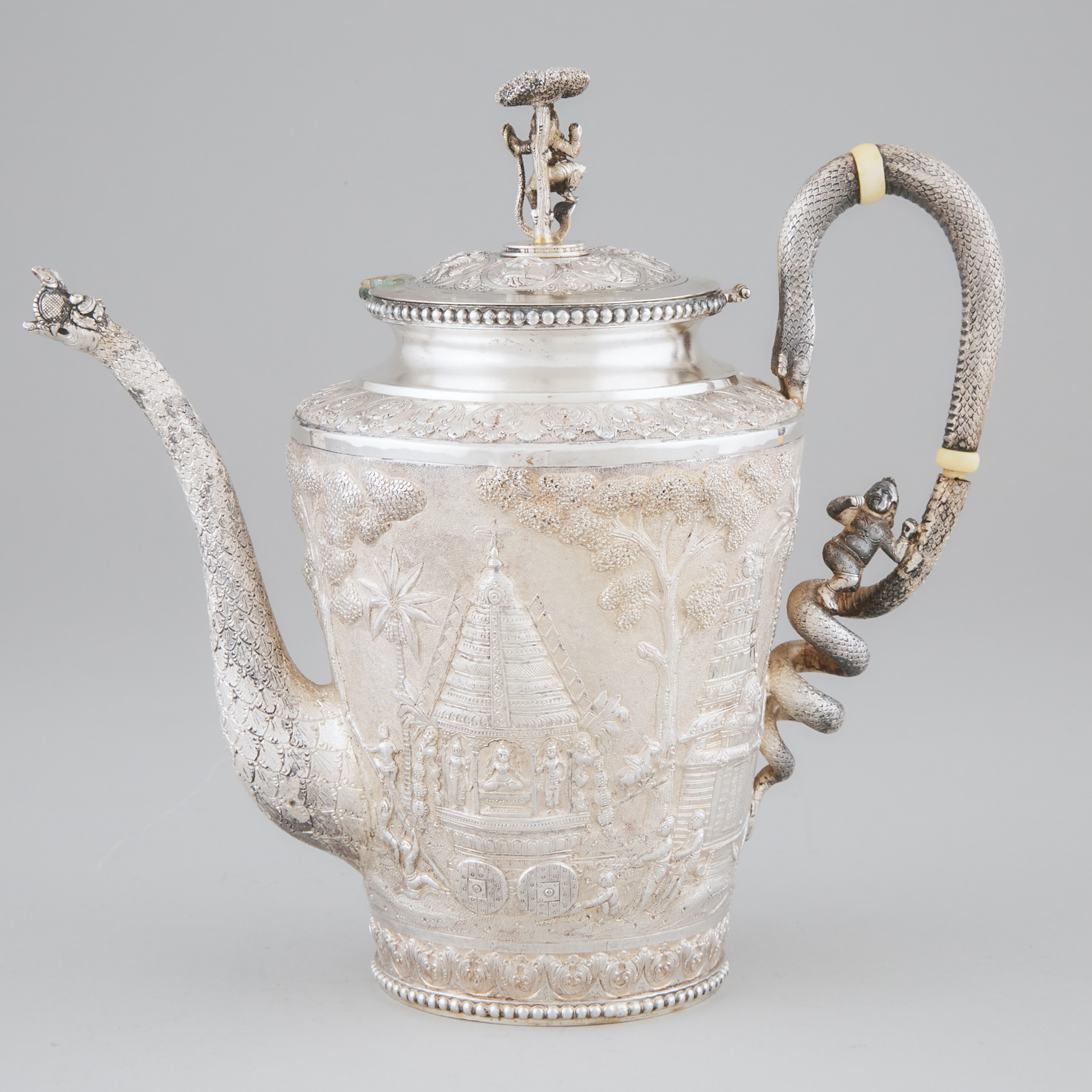 Indian Silver Coffee Pot, C.