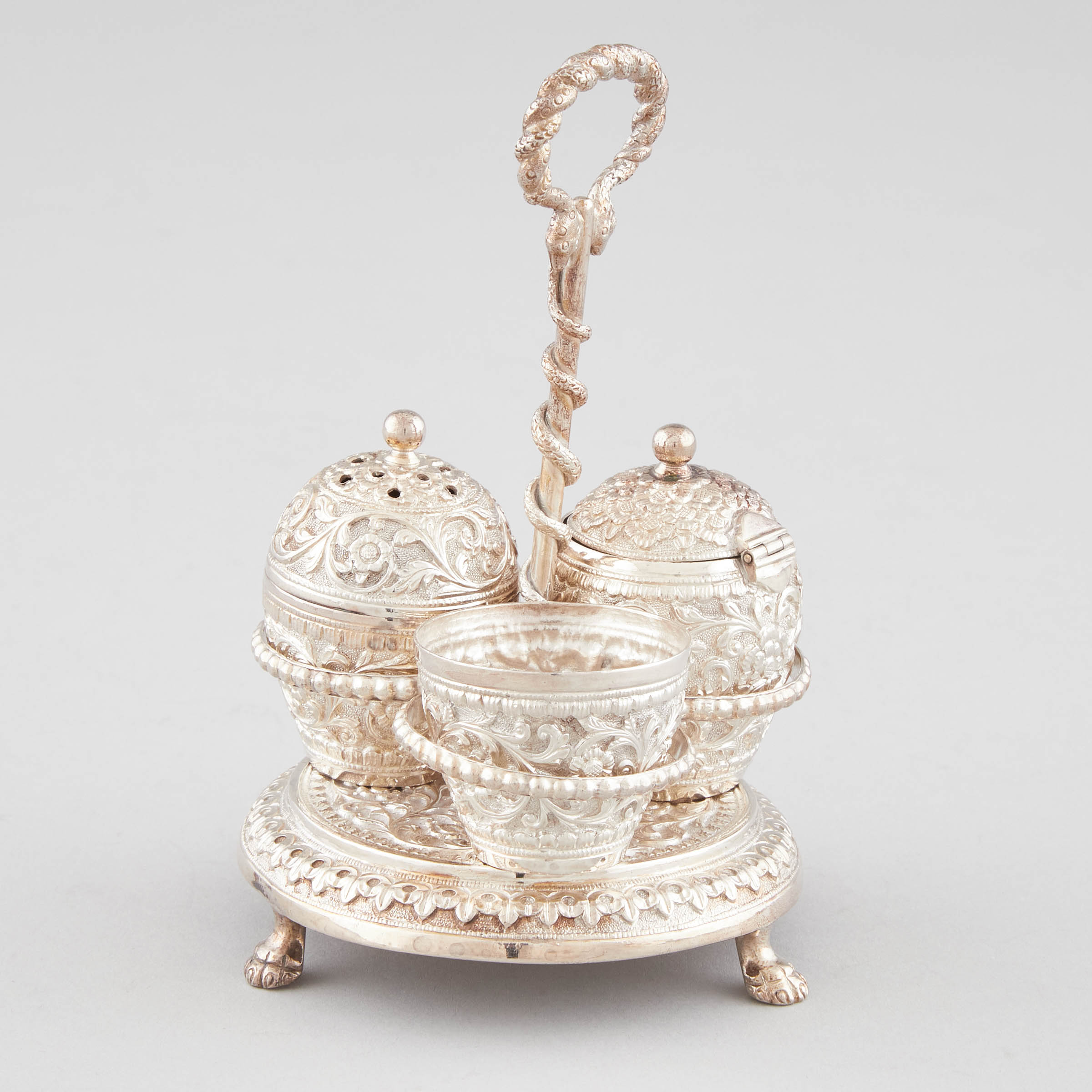 Indian Silver Condiment Set,
