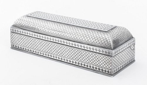 INDIAN SILVER INLAID STEEL BOX OR