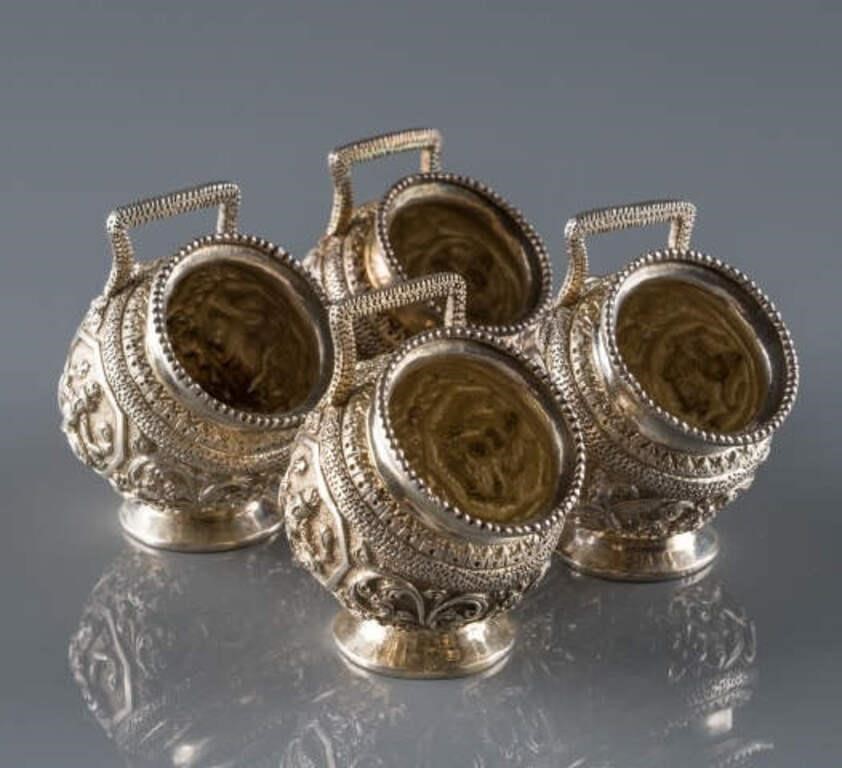 INDIAN SILVER OPEN SALT CELLARSA