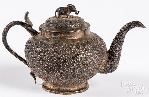 INDIAN SILVER TEAPOTIndian silver