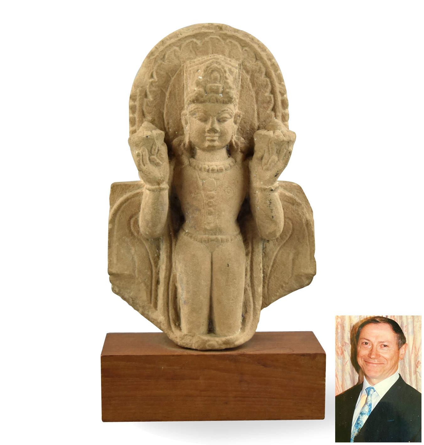 INDIAN STONE FIGURE OF BUDDHA,