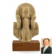 INDIAN STONE FIGURE OF BUDDHA,