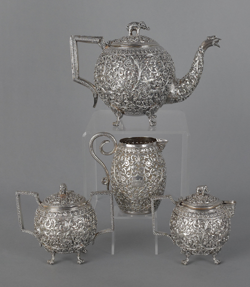 Indian three-piece silver tea