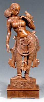 Indian wood sculpture of a yakshi ,