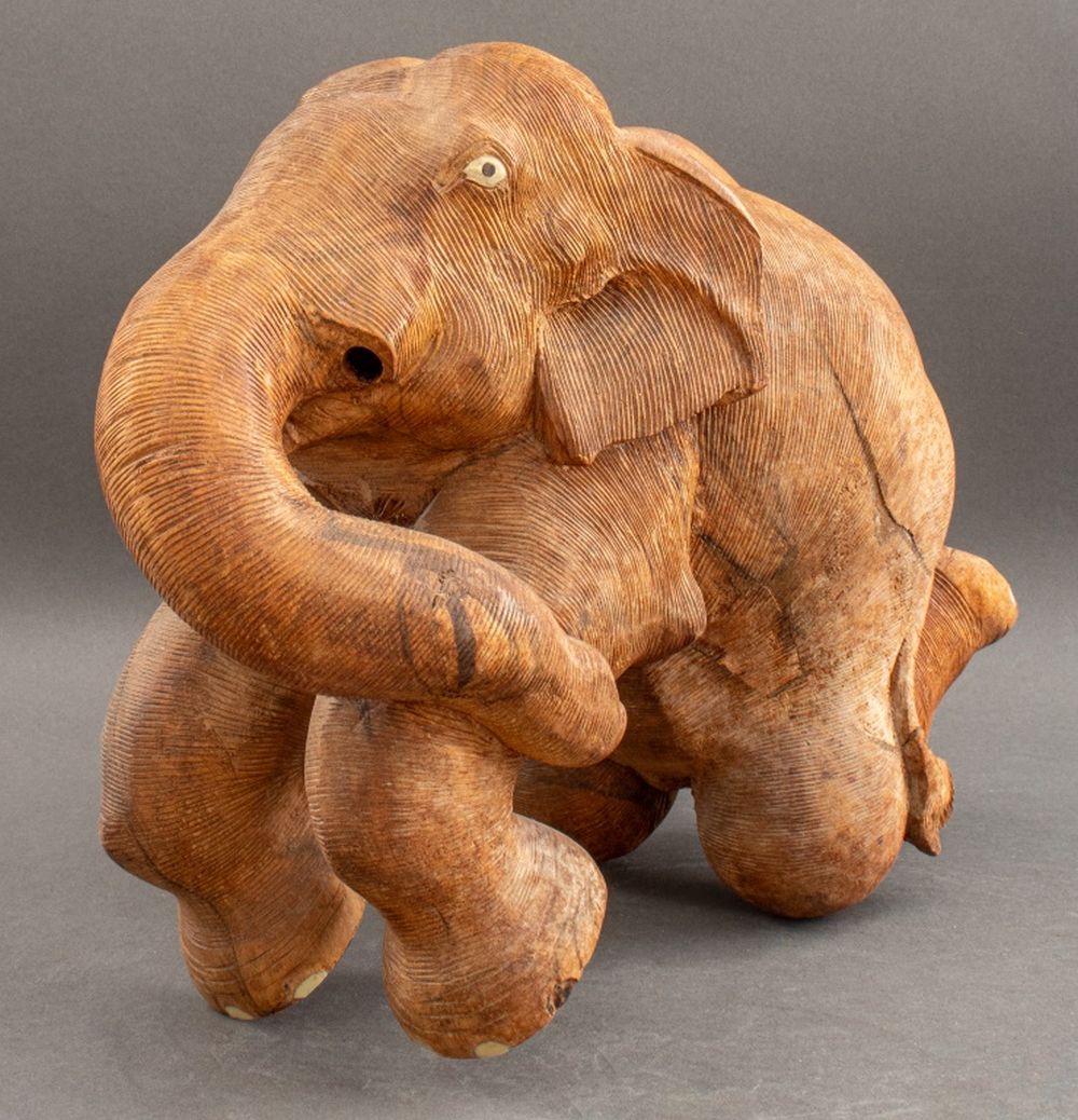 INDIAN WOODEN ELEPHANT SCULPTURE