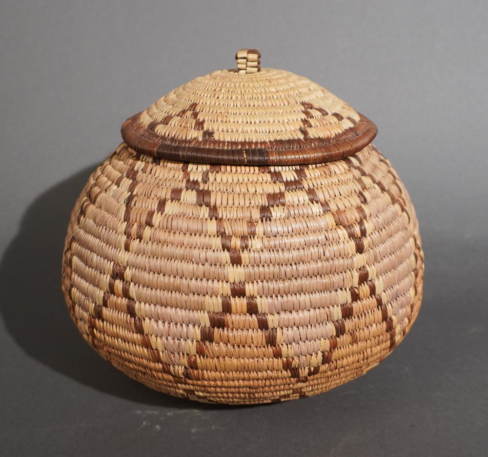 INDIGENOUS TYPE WOVEN BASKET, H: