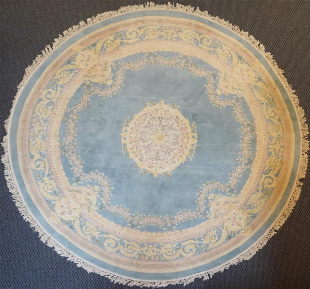 INDO-AUBUSSON OVAL RUG, D: 9 FT 6