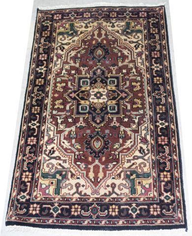 INDO HERIZ WOOL RUG, APPROX 5'1'