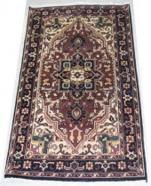 INDO HERIZ WOOL RUG, APPROX 5'