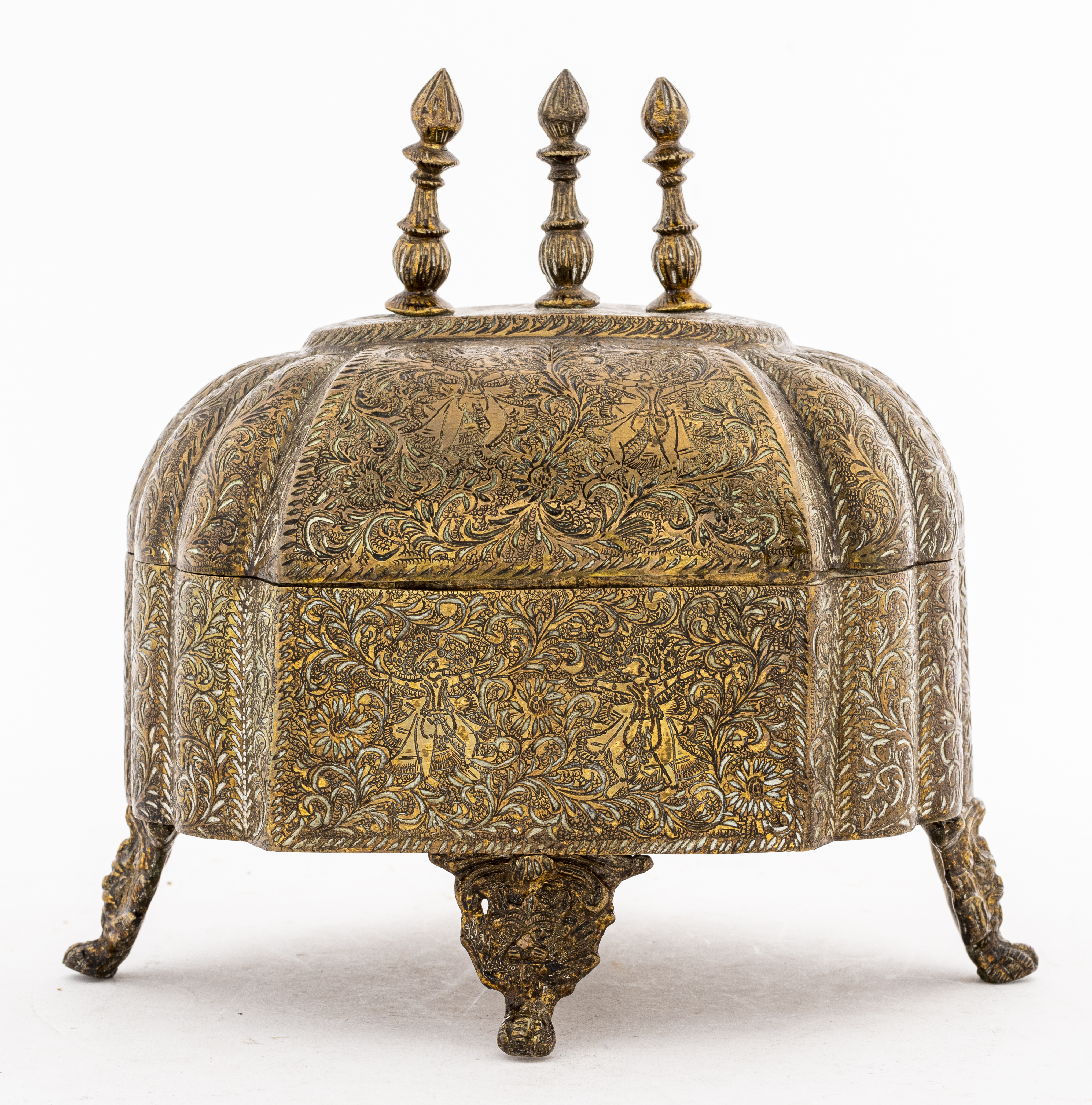 INDO-PERSIAN BRASS BOX WITH LID