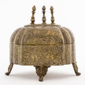 INDO-PERSIAN BRASS BOX WITH LI