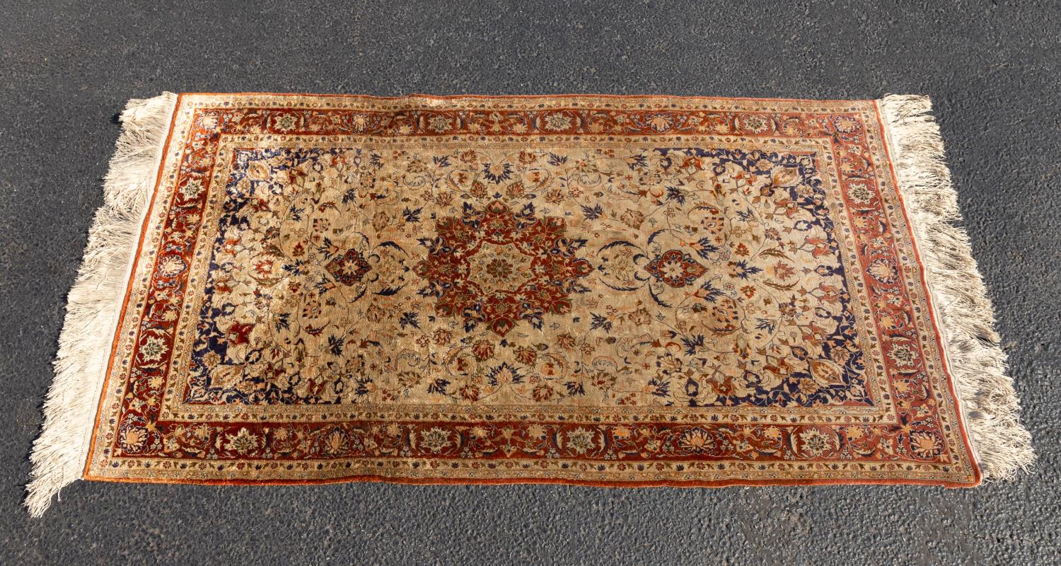 INDO-PERSIAN SILK ON SILK RUG IN