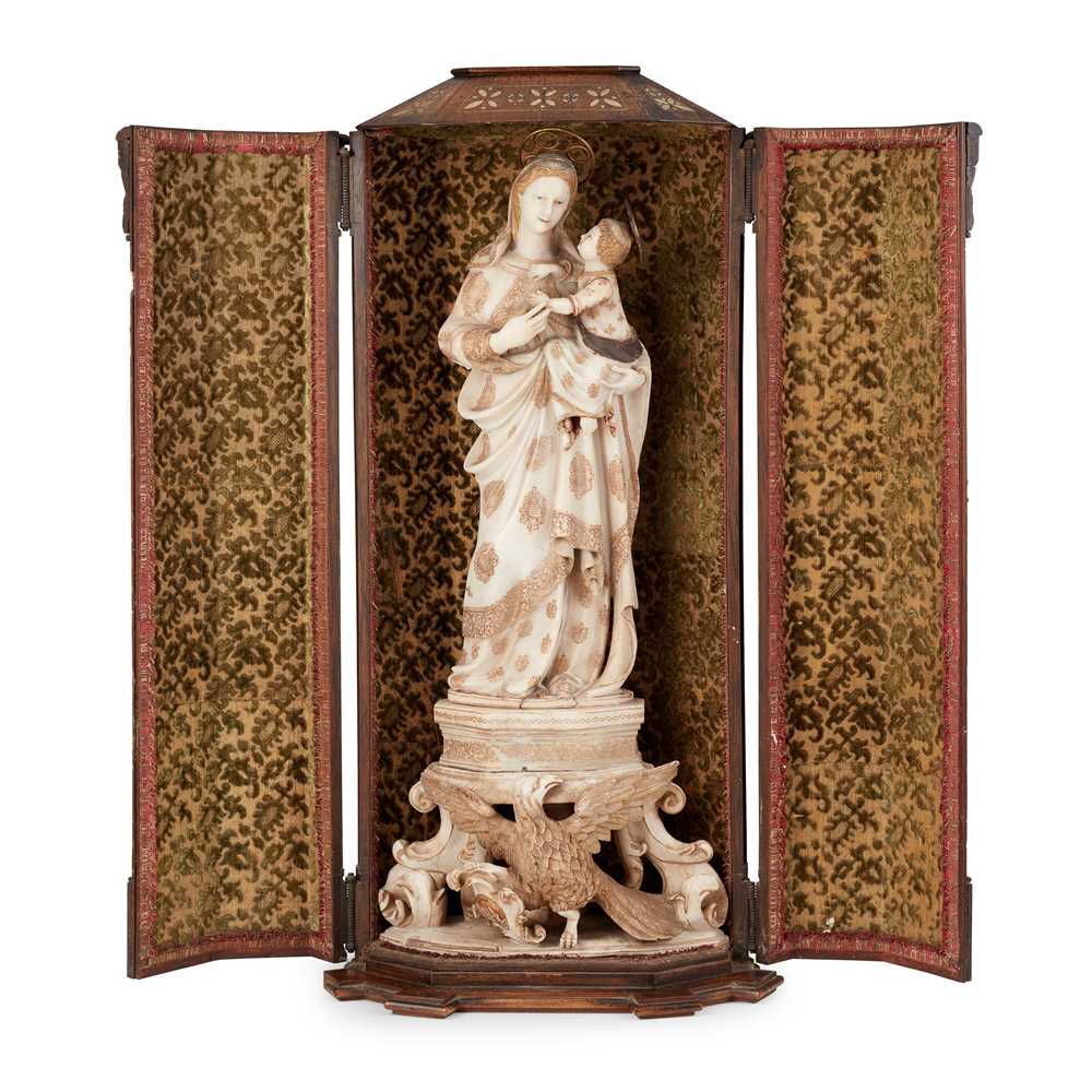 INDO-PORTUGUESE GILT ALABASTER