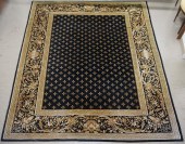 INDO-TABRIZ BLACK GROUND RUG,