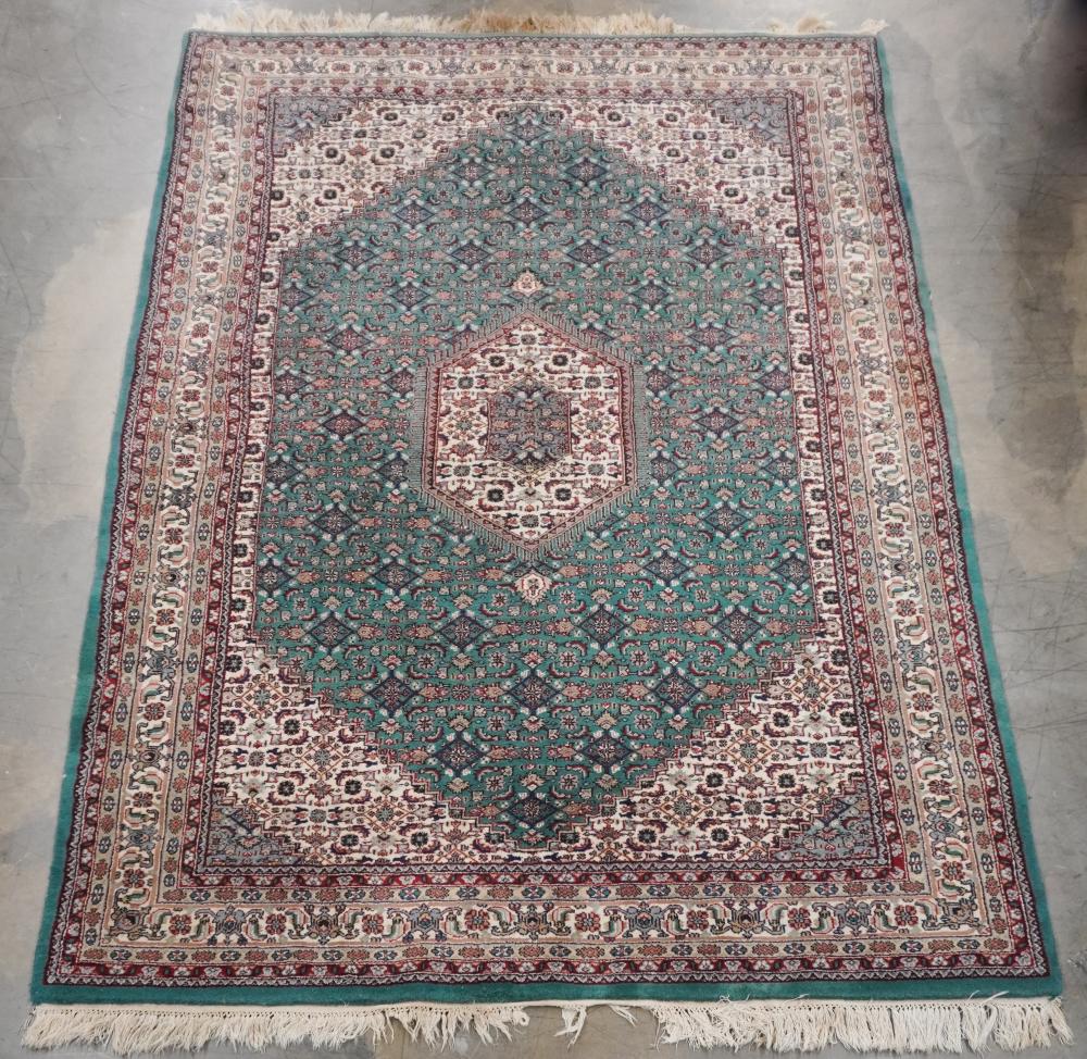 INDO-TABRIZ GREEN GROUND RUG 9 FT 1