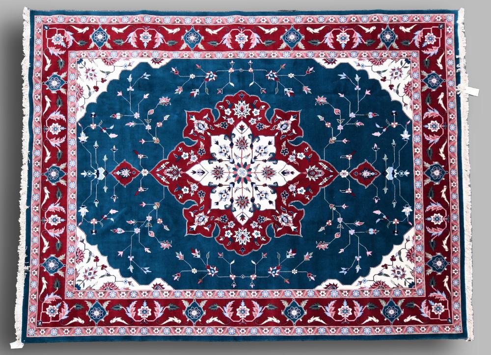 INDO TABRIZ HAND KNOTTED WOOL RUG