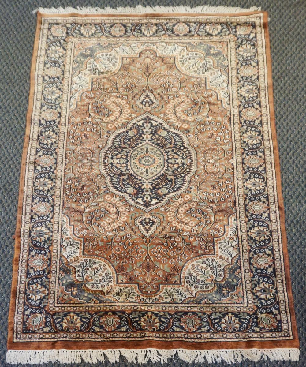 INDO-TABRIZ PARTIAL SILK RUG, 5