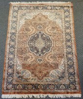 INDO-TABRIZ PARTIAL SILK RUG,