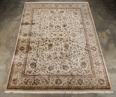 INDO-TABRIZ PARTIAL SILK RUG,