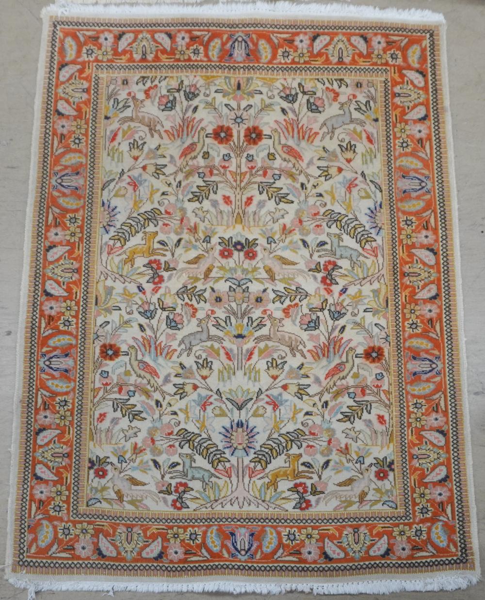 INDO-TABRIZ PICTORIAL RUG 5 FT 4 IN