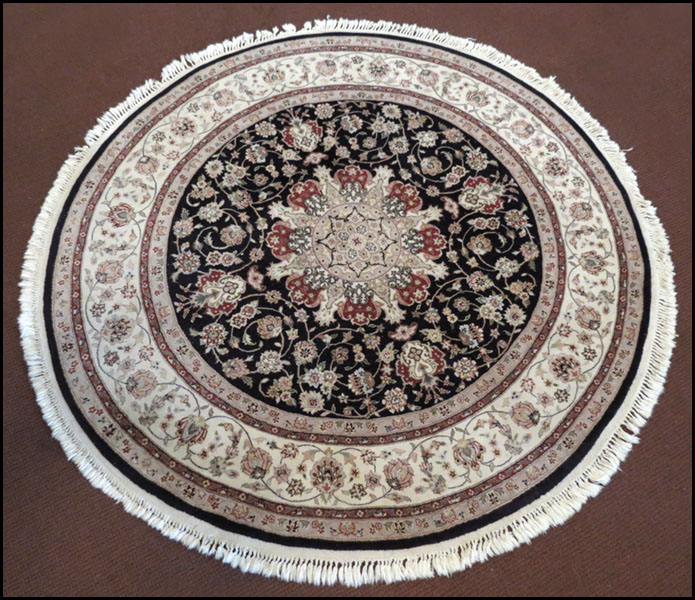 INDO TABRIZ RUG. D:6' Condition: No