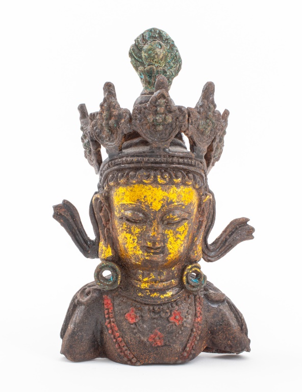 INDO-TIBETAN GILT METAL BUDDHA BUST