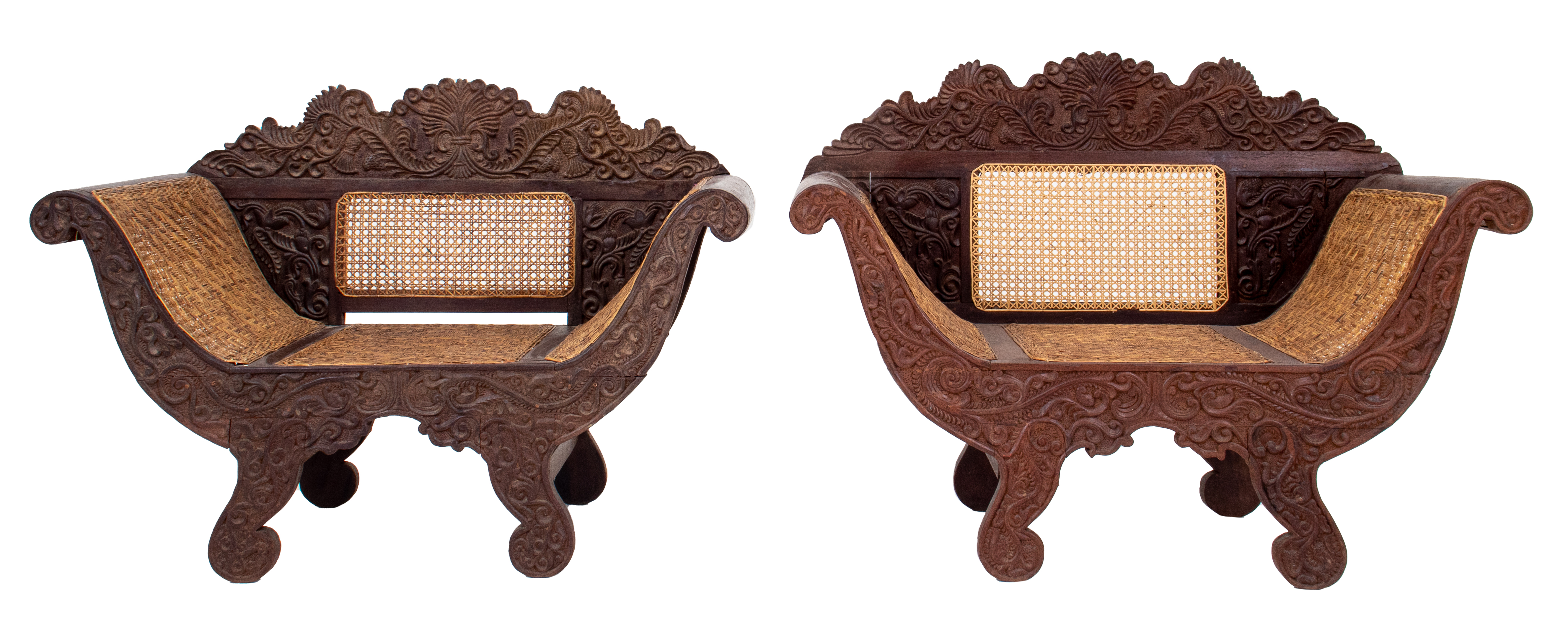 INDONESIAN CANED CARVED TEAK
